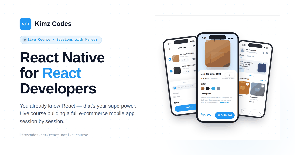 React Native for React Developers — Live Course | Kimz Codes